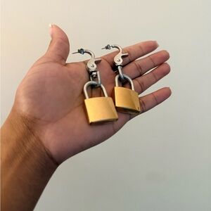 Gold Padlock Earrings